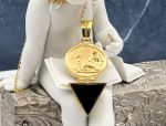 TAGLIAMONTE Designs (Q20085BL) 925SS/YGP Cameo Pendant *Onyx, Aphrodite*Reg.$200