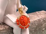 TAGLIAMONTE Designs (2308P) 925SS/YGP Venetian Cameo Pendant *Cupid*Reg.$225