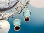 TAGLIAMONTE Designs (2216E) 925SS/YGP Amazonite Cameo Earrings*Reg.$185