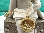 TAGLIAMONTE Designs (612) 925SS/YGP Cameo Charm Bracelet *Cupid,Moonface*Reg.$200