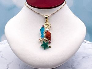 TAGLIAMONTE Designs (1946) 925SS/YGP Venetian Cameo Pendant *Sea Life Collection*Reg.$275