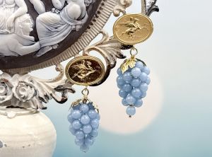 TAGLIAMONTE Designs (2231E) 925SS/YGP Blue Lace Agate Earrings*Pegasus*Reg.$180