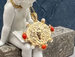 TAGLIAMONTE Designs (SH644) 18K Cameo Pendant w/ Coral *Medusa* Reg.$3200