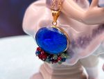 TAGLIAMONTE Designs (SH387P-Blue)18K Venetian Cameo Pendant*Grn Quartz, Rubies, Sapphires*Reg.$1300