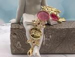 TAGLIAMONTE Design(1933) 925 SS/ YGP Venetian Cameo Bracelet *Rubies*Reg.$500