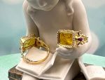 TAGLIAMONTE (1979) 925SS/YGP Venetian Intaglio Ring *Rubies *Androcles*Reg.$200