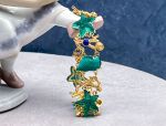 TAGLIAMONTE Designs (SH814-Teal) 925SS/YGP Venetian Cameo Bracelet *Sea Life Collection*Reg.$550