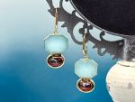 TAGLIAMONTE Designs (2216E) 925SS/YGP Amazonite Cameo Earrings*Reg.$185