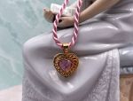 Arts Elegance (1118A) 14K Yellow Gold Pink Topaz Heart Pendant *The Maria Pearl Heavenly Heart*Reg.$1000