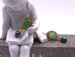 TAGLIAMONTE DESIGNS (LDM4865)14K YG Venetian Cameo + Pearl Earrings *Psyche + Amore*
