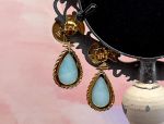 TAGLIAMONTE Designs (SH186-Amazonite) 925SS/ YGP Cameo Earrings w/ Amazonite *Aurora w Chariot*Reg.$280