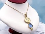TAGLIAMONTE Designs (1953) 925SS/YGP  Venetian Cameo Pendant *Peridot*Reg.250