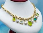 TAGLIAMONTE Designs (1996N) 925SS/YGP Venetian Cameo Charm Necklace *Pearls*Reg.$350