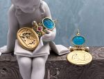 TAGLIAMONTE Designs (1494) 925SS/YGP Venetian Cameo Earrings *Gryphon, Aphrodite,Cupid*Reg.$280