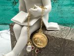 TAGLIAMONTE Designs (612) 925SS/YGP Cameo Charm Bracelet *Cupid,Moonface*Reg.$200