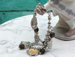 TAGLIAMONTE (521) 925SS 14K Cameo Charm Bracelet *Smokey Quartz*Reg.$500