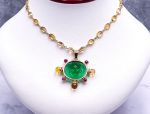 TAGLIAMONTE Designs (LDM7501) 18K Venetian Cameo Necklace with *Rubies+ Citrines* Medusa*
