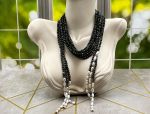 Versatile Labradorite and Pearl Beaded Scarf Necklace (LDM7545)