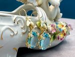 TAGLIAMONTE Designs (HQCR095-YGP) 925SS/YGP Blue Topaz Earrings *Busy Bee*Reg.$220