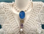 TAGLIAMONTE Designs (LD3529) 18K Venetian Intaglio Necklace w/ Pearls, Citrine, Amethyst*Reg.$2000