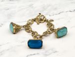 TAGLIAMONTE Designs (2114B) 925SS/YGP Venetian Intaglio Bracelet *Amazonite*Nike*Reg.$700