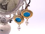 TAGLIAMONTE DESIGNS (LDM4801)14K YG Venetian Cameo + Pearl Earrings *Pegasus*