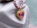 Arts Elegance (1118A) 14K Yellow Gold Pink Topaz Heart Pendant *The Maria Pearl Heavenly Heart*