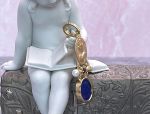 TAGLIAMONTE Designs (RW007) 925SS/YGP Lapis Cameo Pendant *Roman Coin, Mercury*Reg.$275