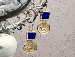 TAGLIAMONTE Designs (1955-C) 925SS/YGP Venetian Intaglio Earrings*Hercules,Lion*Reg.$200