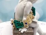 TAGLIAMONTE Designs (SH206B) 925SS/YGP Venetian Cameo Bracelet with *Lapis, Pearls*Medusa, Aurora*Reg.$800