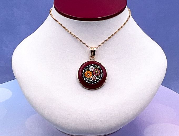 TAGLIAMONTE Designs (1923-N) 925SS/YGP Micromosaic Pendant*Miosotis*Reg.$250