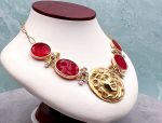 TAGLIAMONTE Designs (SH446-Red) 18K Cameo Necklace with *Rubies, Pearls*Medusa*Reg.$7500