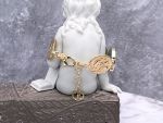TAGLIAMONTE Designs (HQ21117) 925SS/YGP Magnesite Cameo Bracelet with *Rubies + Pearls*Mercury, Roman Coin*Reg.$500