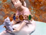 TAGLIAMONTE Designs~14K Venetian Intaglio Station Bracelet W/ Rubies*Reg.$3500