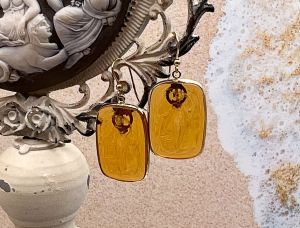 TAGLIAMONTE DESIGNS (LD3502) 18K Venetian Cameo Earrings*Dancing Muse*Reg.$1000