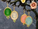 TAGLIAMONTE Designs (SH403) 925/YGP Venetian Cameo Earrings*Reg.$250