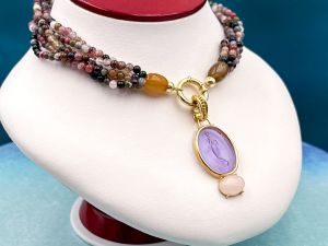 TAGLIAMONTE Designs (PN2939N) 925SS/YGP Venetian Cameo Statement Necklace*Venus*Reg.$600