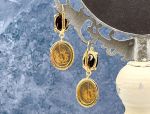 TAGLIAMONTE Designs (1277E) 925SS/YGP Venetian Intaglio Earrings *Maypole*Garnet*Reg. $160