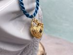 Arts Elegance (1112) 14K Heart Pendant with Key Blue Topaz Accent *Reg. $900*