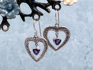 SAMUEL B *BJC* (63311EA) 925SS Amethyst Heart Earrings *Reg.$185*