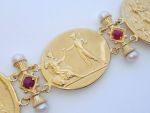 TAGLIAMONTE Designs (ORO-118) 18K Cameo Bracelet with *Rubies + Pearls* Reg.$4500