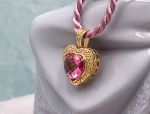 Arts Elegance (1118A) 14K Yellow Gold Pink Topaz Heart Pendant *The Maria Pearl Heavenly Heart*Reg.$1000