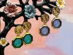 TAGLIAMONTE Designs (1863,1864) 925SS/YGP Venetian Cameo Earrings *Gryphon*Reg.$230