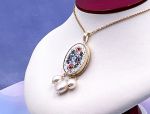 TAGLIAMONTE Designs (1918-W) 925SS/YGP Micromosaic Pendant*Miosotis*Reg.$300