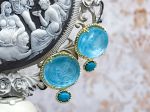 TAGLIAMONTE Designs (SH969E-Turq) 925SS/YGP Venetian Cameo Earrings *Cupid*Reg.$350