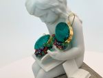TAGLIAMONTE Designs (SH387E-Green)18K Venetian Cameo Earrings*Grn Quartz, Rubies, Sapphires*Aurora Chariot*Reg.$1900