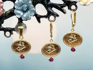 TAGLIAMONTE Designs (2258E,2280P) 925SS/YGP Cameo Earrings & Pendant Set*Reg.$175
