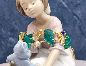 TAGLIAMONTE Designs (SH814-Teal) 925SS/YGP Venetian Cameo Bracelet *Sea Life Collection*Reg.$550