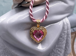 Arts Elegance (1118A) 14K Yellow Gold Pink Topaz Heart Pendant *The Maria Pearl Heavenly Heart*