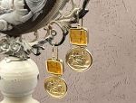 TAGLIAMONTE Designs (1957-Y) 925SS/YGP Venetian Intaglio Earrings*Hercules,Dog*Reg.$200